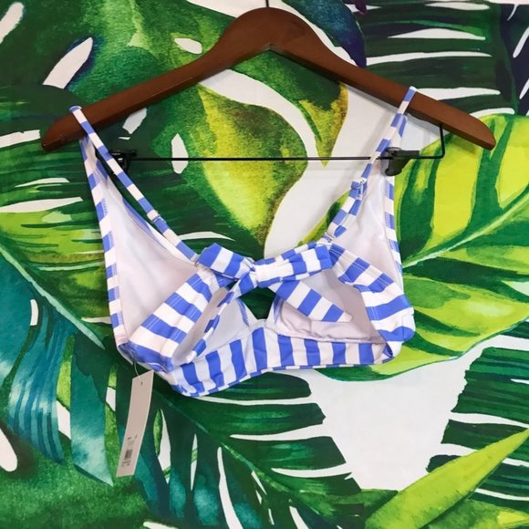 Nwt $26 SO Juniors Medium White Purple Blue Striped Tropical Bikini Swim Top - Picture 3 of 6